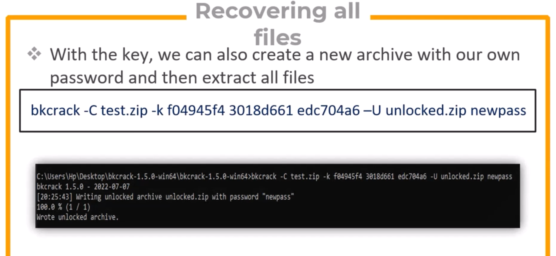 Creating new archive with password