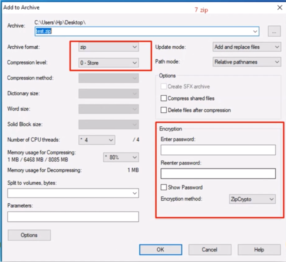 Encryption method selection