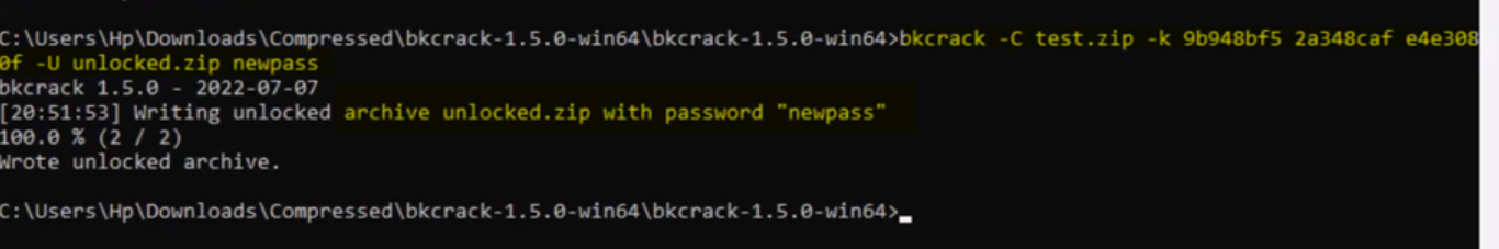 Creating new archive with password